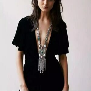 Silver Boho Statement Necklace